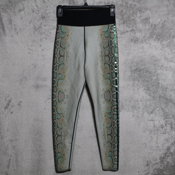 ultracor Pants - Ultracor Leggings Womens Medium Green Black Snakeskin Print Activewear Yoga